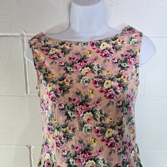 Lindy Bop Pink Floral Sleeveless Pinup Retro Cottagecore Coquette Dress Vlv - Picture 5 of 6